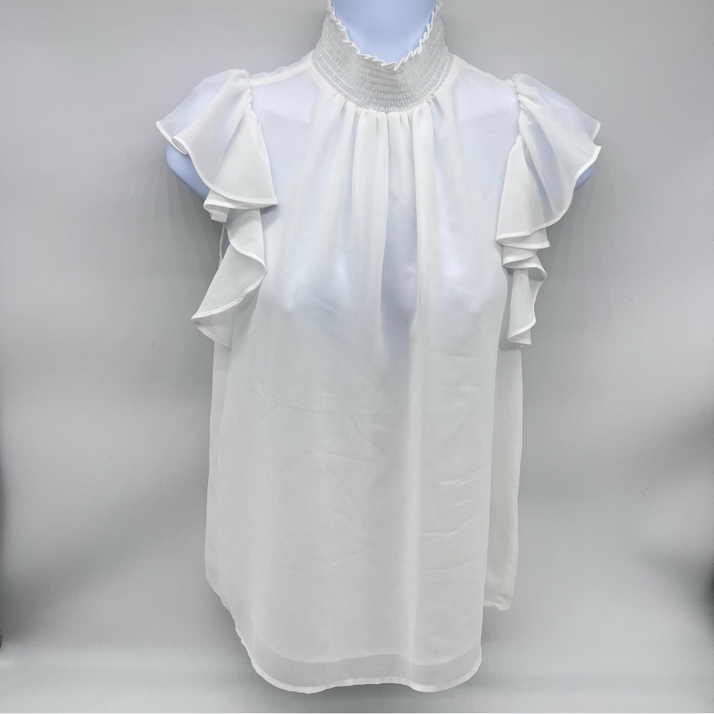 1 STATE White Ruffle Cap Sleeve Women’s Blouse-Size XS